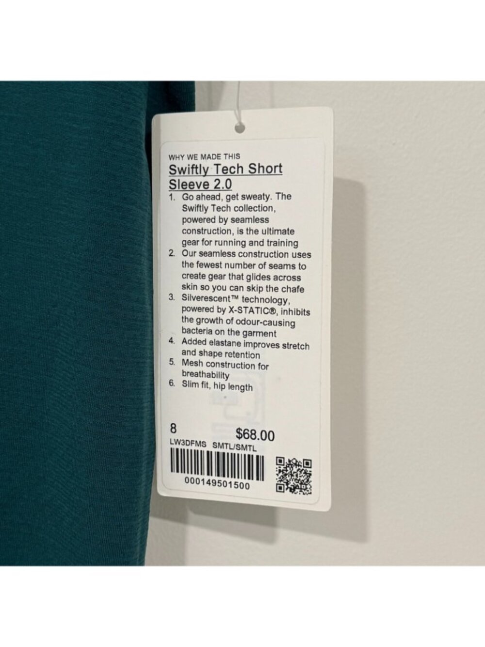 Lululemon Swiftly Tech Short Sleeve Crew in Storm Teal SMTL Size 8 NWT - Picture 6 of 6